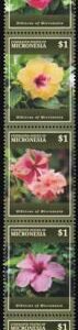 US 1156 Trust Territories Micronesia NH VF 1.00 Hibiscus Strip Of 5