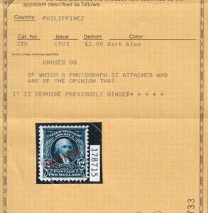US Possessions - Philippines 238 Mint H F-VF+ Rich Color, PF Cert. ONLY 695 Issued!