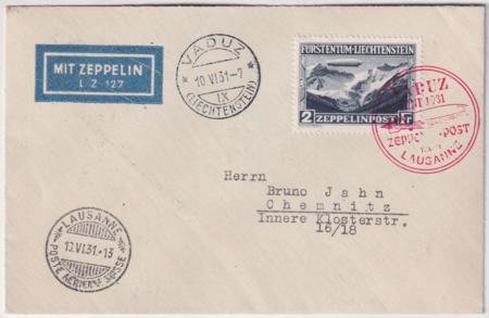 INV-26032itExt_14350935-2d07-4d58-8760-3af7d0e1f7fb Liechtenstein 1931 C8 on Zeppelin FLight Vaduz-Lausanne
