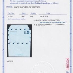 US UC35a Postal Stationary var  - missing blue.