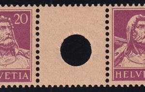 Switzerland SBK 529 Mint LH VF 20c. Red Lilac Small Hole Interspace Pair Marchand Cert.