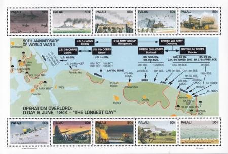 INV-26082itExt US 326 Trust Territories Palau NH VF WWII D-Day M/S
