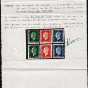 France 503 Unissued Set Mint NH 1945 Free France Unissued Set. Pencil Signed With Soroni Cert.
