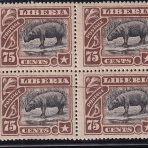 Liberia 110 Mint LH/NH F-VF Block, Bottom Pair Unlisted Plate Crack In Brown Across Both Stamps. 3 Stamps NH
