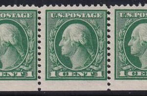 US 498F Washington / Franklin Mint H NH F-VF Bottom Wide Margin Strip Of 3 From Booklet Pane PFC Cert.