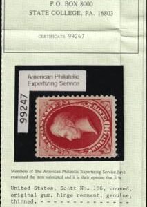 US 166 Bank Notes Mint H F-VF OG Then APS Cert