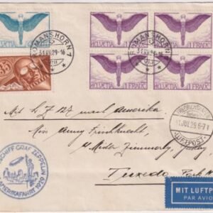 Switzerland 1929 First America Flight Cover