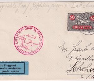 Switzerland 1930 South America Flight to Lakehurst Cover