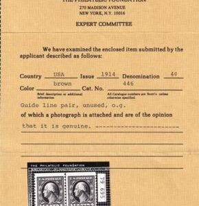 US 446 Washington / Franklin Mint LH/NH Just F Line Pair PF Cert