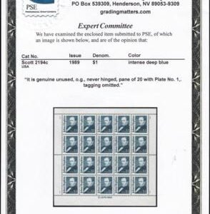US 2194c NH VF/XF Full Sheet Of 20 Tagging Omitted