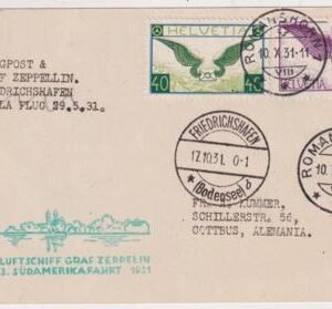 Switzerland 1931 3rd South American Flight Card