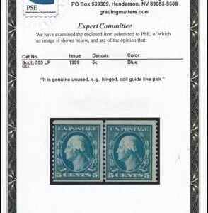 US 355 Washington / Franklin H F+ Line Pair New BSE Cert