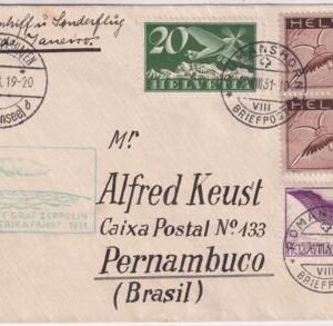 Switzerland 1931 1st South American Flight Cover to Pernambuco