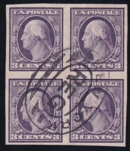 US 345 Washington / Franklin Used VF Neatly Used Block Of 4