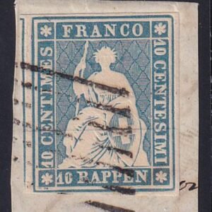 Switzerland 16 SBK 23A Used XF-SUP 4 Fl, Large Margins Around, On Piece, Extremely Fresh With Glowing Swiss Cert By Berra