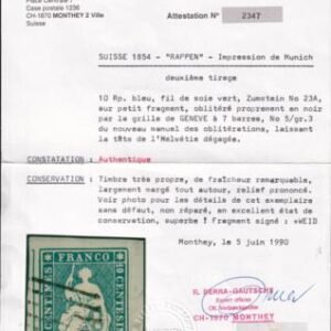 Switzerland 16 SBK 23A Used XF-SUP 4 Fl, Large Margins Around, On Piece, Extremely Fresh With Glowing Swiss Cert By Berra