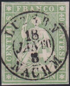 Switzerland 29 SBK 26Cb Used VF-XF Grass Green Shade, 4Fl With Margains All Around, Perfect Luzern Cds, Rellstab Cert.