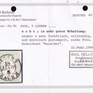 Switzerland 29 SBK 26Cb Used VF-XF Grass Green Shade, 4Fl With Margains All Around, Perfect Luzern Cds, Rellstab Cert.