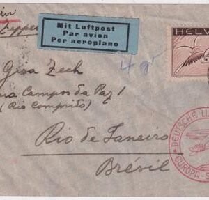 Switzerland 1935 6th South American Flight Cover to Rio