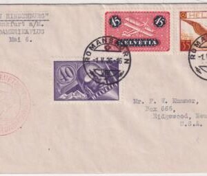 Switzerland 1936 1st North America Flight Cover