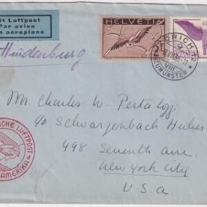 Switzerland 1936 5th North America Hindenburg Flight Cover
