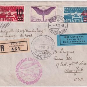 Switzerland 1936 10th North America Hindenburg Flight Cover