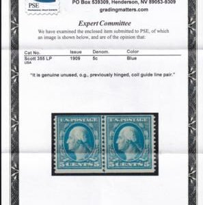 US 355LP Washington / Franklin Mint LH F-VF Line Pair PSE Cert
