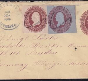 US U278(+U277, U280 Cut Squares Not Recognized) 1885 Bayou Goula, LA To Germany Great Usage
