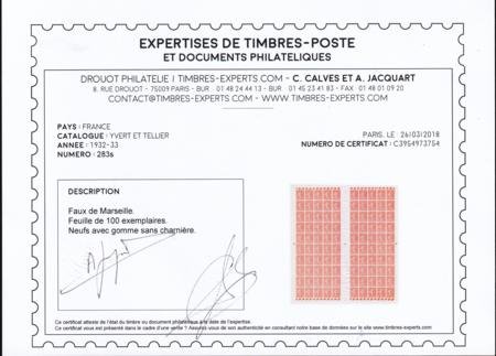INV-27059x1_574d8979-bc8d-4239-893d-6023a2c3e3cb France 146 (Yv 199) Marseille Postal Forgery. Full Sheet W/ Cert.