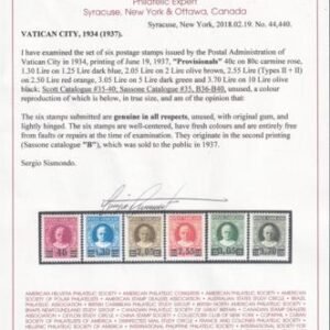 Vatican 35-40 F-VF + VF/LH #39 F, 36 + 40 VF Sismondo Cert - Fresh LH