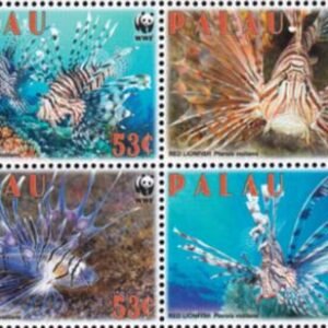 US 992 Trust Territories Palau NH VF Red Lionfish WWF Block Or Strip Of 4