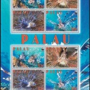 US 992a Trust Territories Palau NH VF Red Lionfish WWF Sheet Of 8