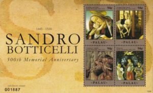US 1014 Trust Territories Palau NH VF Botticelli Painting Sheet
