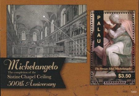 INV-27215itExt US 1086 Trust Territories Palau NH VF Michelangelo S/S