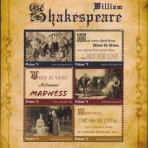 US 1336 Trust Territories Palau NH VF William Shakespeare Sheet