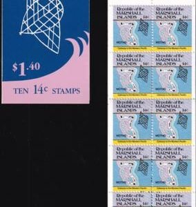 US 40a Trust Territories Marshall Islands NH VF 14¢ Booklet Pane