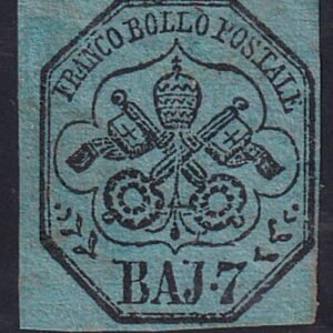 Italian States - Roman States 8 H VF 4 Margins, OG, Signe Diena, Scarce!