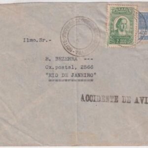 Brazil 1941 Unlisted Crash Cover stamped "Accidente de Aviao"