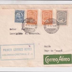 Colombia 1931 First Flight to Cristobal, Canal Zone