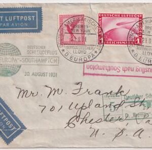 Germany 1936 Catapult Flight, Europa, Round Trip