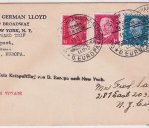 Germany 1930 Catapult Cover, Europa - New York, Maiden Voyage