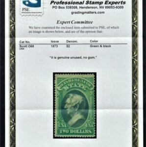 US O68 Officials Ave-F Mint Unused No Gum, Sound - PSE Cert