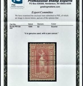 US PR108 Newspapers F-VF Used Neat Pen Cancel - PSE Cert