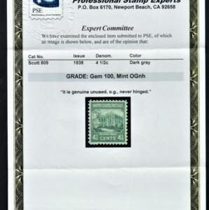 US 809 Superb+ Mint NH PSE Cert