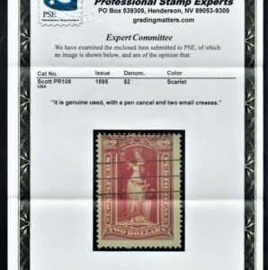 US PR108 Newspaper Ave Used Pen Cancel - PSE Cert