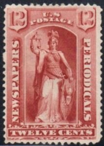 US PR63 Newspaper F-VF Mint Hinged Fresh OG, Neat Paper Remnant