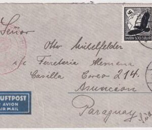 Germany 1935 Commercial Catapult Flight Cover to Paraguay