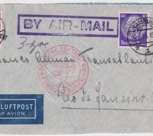 Germany 1935 Commercial Catapult Flight Cover to Rio with Perfin
