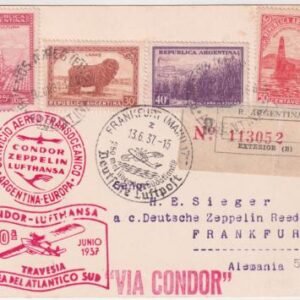Argentina 1937 Lufthansa Flight Card