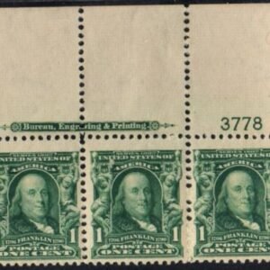 US 300 Bureau and Regular Issues F-VF Mint NH/LH Top Plate # Strip of 3